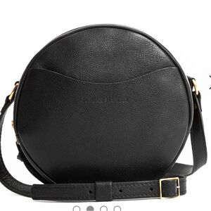 Portland Leather Pebbled Black Circle Crossbody Bag